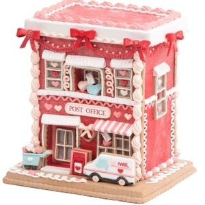 Sweet Treats Valentines Day Lighted Gingerbread Post Office 12.5" Tall
